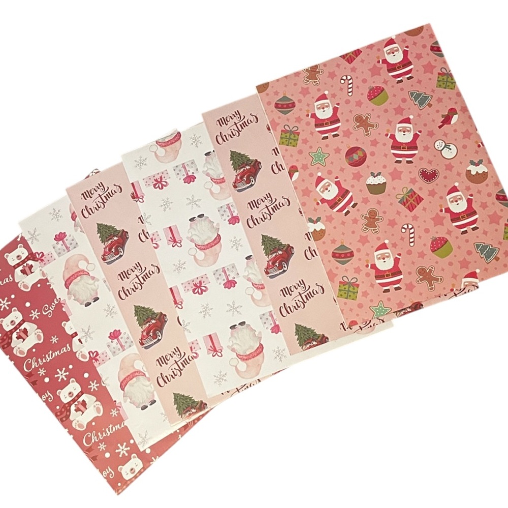 Christmas Wrapping Paper Set - Red, White, Pink